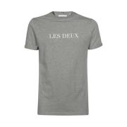 Geribbelde katoenen T-shirt Les Deux , Gray , Heren