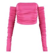 Crop top met geplooide mouwen Andamane , Pink , Dames