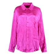 Zijden shirt met gekreukt effect en jacquardlogo Balenciaga , Pink , D...