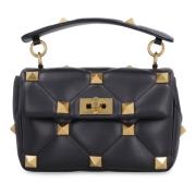 Roman Stud Gewatteerde Leren Tas Valentino , Black , Dames