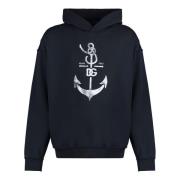 Katoenen hoodie met zichtbare stiksels Dolce & Gabbana , Blue , Heren