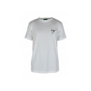 Wit Logo T-Shirt, Ronde Hals, 100% Katoen, Gemaakt in Italië Giuseppe ...