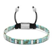 Men's Bracelet with Marbled Turquoise and Silver Miyuki Tila Beads Nia...