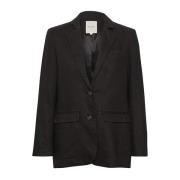 Zwarte blazer jas met lange mouwen en klassieke kraag Part Two , Black...