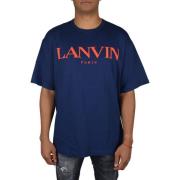 Blauw Logo T-Shirt Lanvin , Blue , Heren