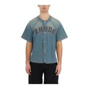 Denim Baseball Shirt Rhude , Blue , Heren