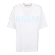 Wit Katoenen T-Shirt Marni , White , Dames