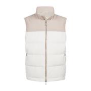 Kleur Blok Zip Gilet Eleventy , White , Heren