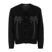 Zwarte nylon blend cardigan Palm Angels , Black , Heren