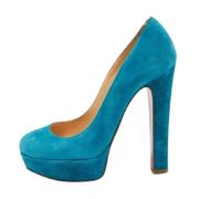 Pre-owned Suede heels Christian Louboutin Pre-owned , Blue , Dames