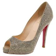 Pre-owned Suede heels Christian Louboutin Pre-owned , Yellow , Dames