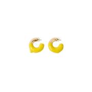 Gouden rubberen oorbellen met gegraveerd logo Sunnei , Yellow , Dames