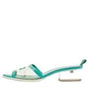 Pre-owned Leather sandals Chanel Vintage , Green , Dames