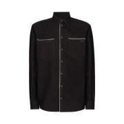 Contrasterende Trim Denim Overhemd Dolce & Gabbana , Black , Heren