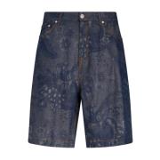 Blauwe Linnen Shorts Etro , Blue , Heren