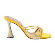 Gele Sandalen met Kristallen D'Accori , Yellow , Dames