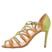 Pre-owned Leather sandals Manolo Blahnik Pre-owned , Green , Dames