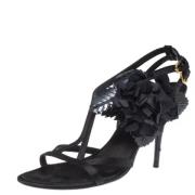 Pre-owned Satin sandals Louis Vuitton Vintage , Black , Dames