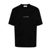 Zwart Logo T-shirt met Lange Mouwen Lanvin , Black , Heren