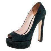 Pre-owned Suede heels Miu Miu Pre-owned , Green , Dames