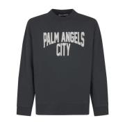 Stad Gewassen Crew Sweaters Palm Angels , Gray , Heren