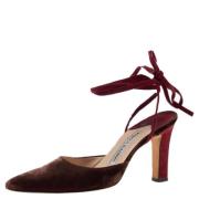 Pre-owned Velvet sandals Manolo Blahnik Pre-owned , Red , Dames