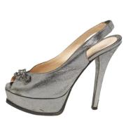 Pre-owned Leather heels Fendi Vintage , Gray , Dames