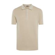 Beige Katoenen Fishermans Rib Polo Shirt Kiton , Beige , Heren