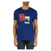 Katoenen T-shirt met Logo Print Daniele Alessandrini , Blue , Heren