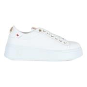 Pia164A Leren Sneakers met Strass Gio+ , White , Dames