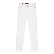 Slim-Fit Witte Denim Jeans Kiton , White , Heren