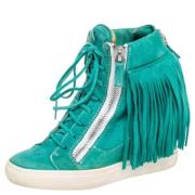 Pre-owned Suede sneakers Giuseppe Zanotti Pre-owned , Green , Dames