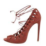 Pre-owned Suede sandals Alaïa Pre-owned , Brown , Dames