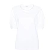 Kralenafwerking T-shirt Peserico , White , Dames