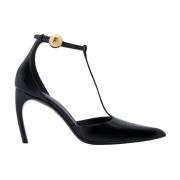 Patentleren T-strap Stiletto Salvatore Ferragamo , Black , Dames