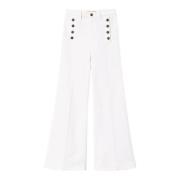 Witte Flare Katoenen Stretch Jeans Twinset , White , Dames