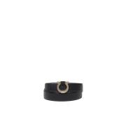 Zwart kalfsleren Riem met metalen gesp Salvatore Ferragamo , Black , H...