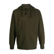 Diagonaal Verhoogde Fleece Hoodie C.p. Company , Green , Heren