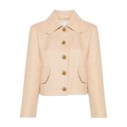 Beige Tweedjas met Gestructureerde Schouders Patou , Beige , Dames