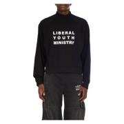 Logo Print Turtleneck Sweatshirt Liberal Youth Ministry , Black , Here...