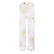 Witte geborduurde broek met rechte pijpen Bode , White , Dames