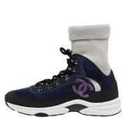 Pre-owned Suede sneakers Chanel Vintage , Blue , Dames