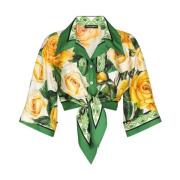 Rose Print Crop Shirt Dolce & Gabbana , Multicolor , Dames