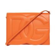 Leren schoudertas met logo Dolce & Gabbana , Orange , Dames