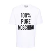 Witte T-shirts en Polos met Slogan Print Moschino , White , Heren
