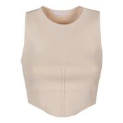 Ivory Skin Tank Top Patrizia Pepe , Beige , Dames