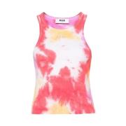 Tie-Dye Geribbelde Tanktop Msgm , Multicolor , Dames