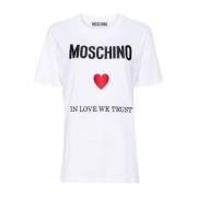 Witte Logo Print Top Moschino , White , Dames