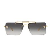 Rechthoekige zonnebril met dubbele gouden brug en logo Versace , Yello...
