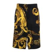 Zwarte Twill Panel Waterverf Shorts Versace Jeans Couture , Black , He...